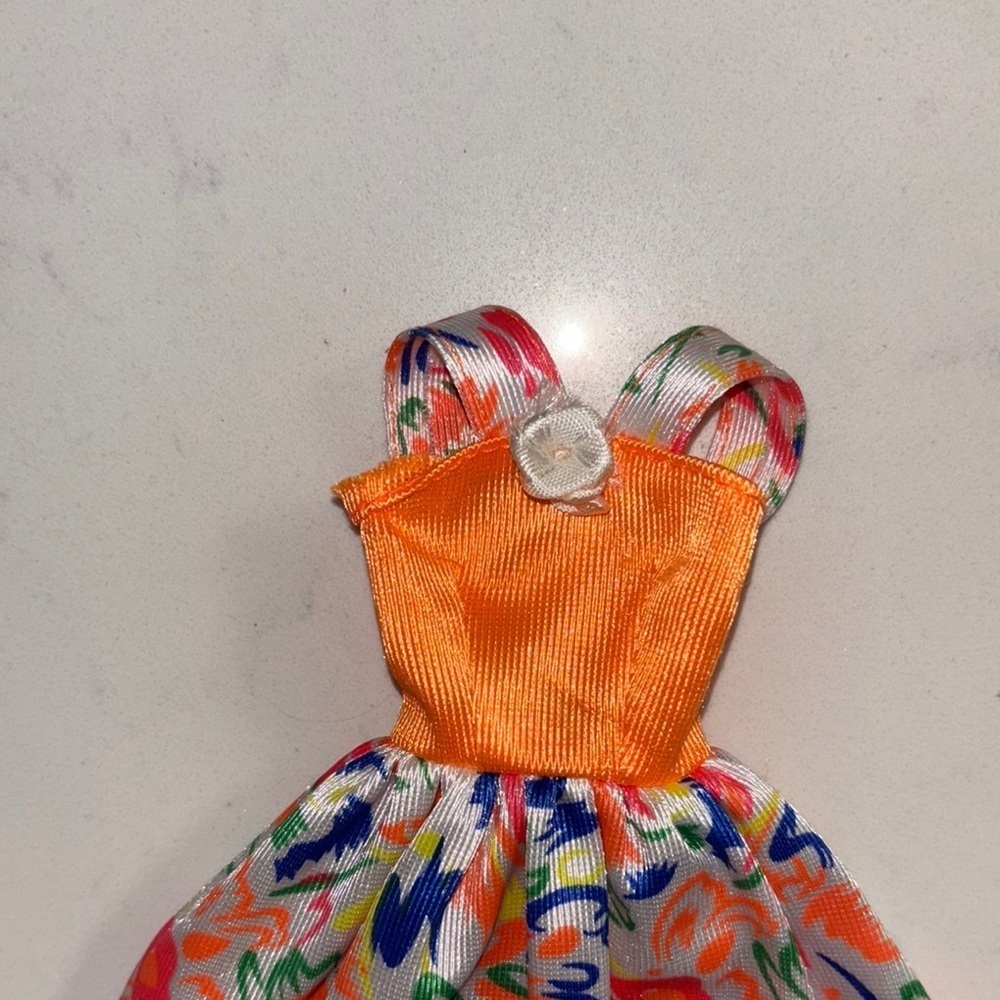 Barbie Orange Bodice Multicolor Abstract Floral Skirt - Picture 4 of 5